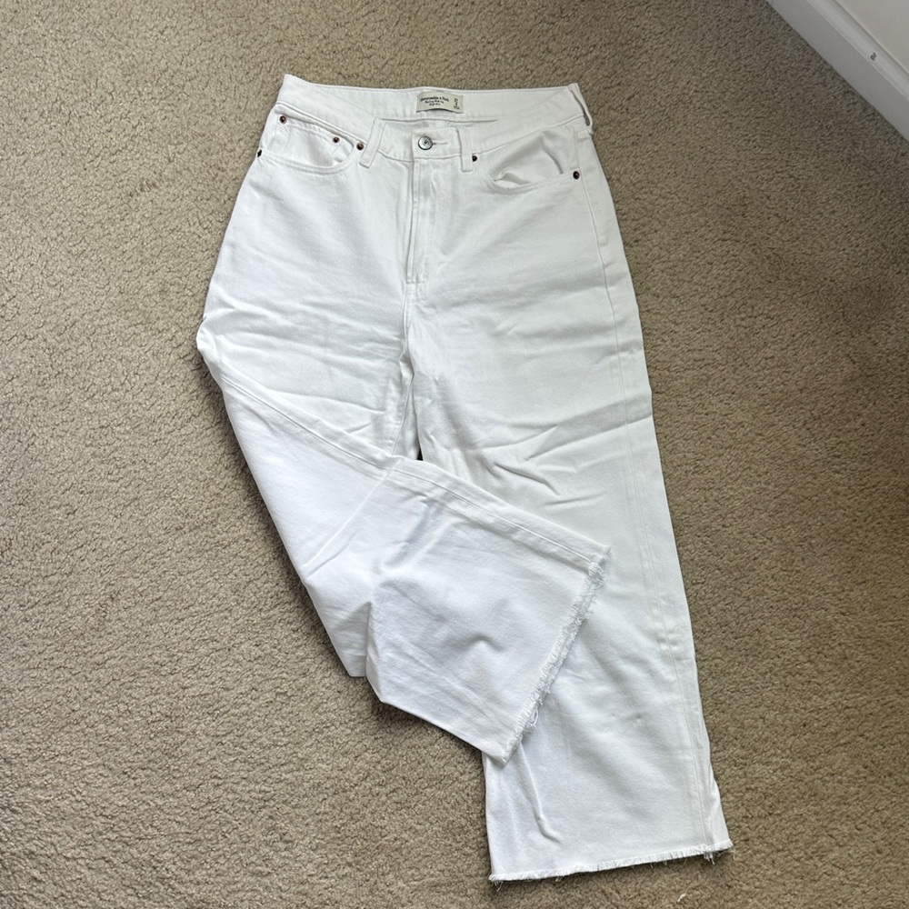 A&F The Crop Wide Leg High Rise Jeans